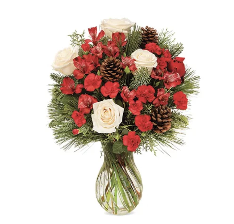 Blissful HOLIDAY - ROSES, GERBERA AND MORE IN A LOVELY VASE