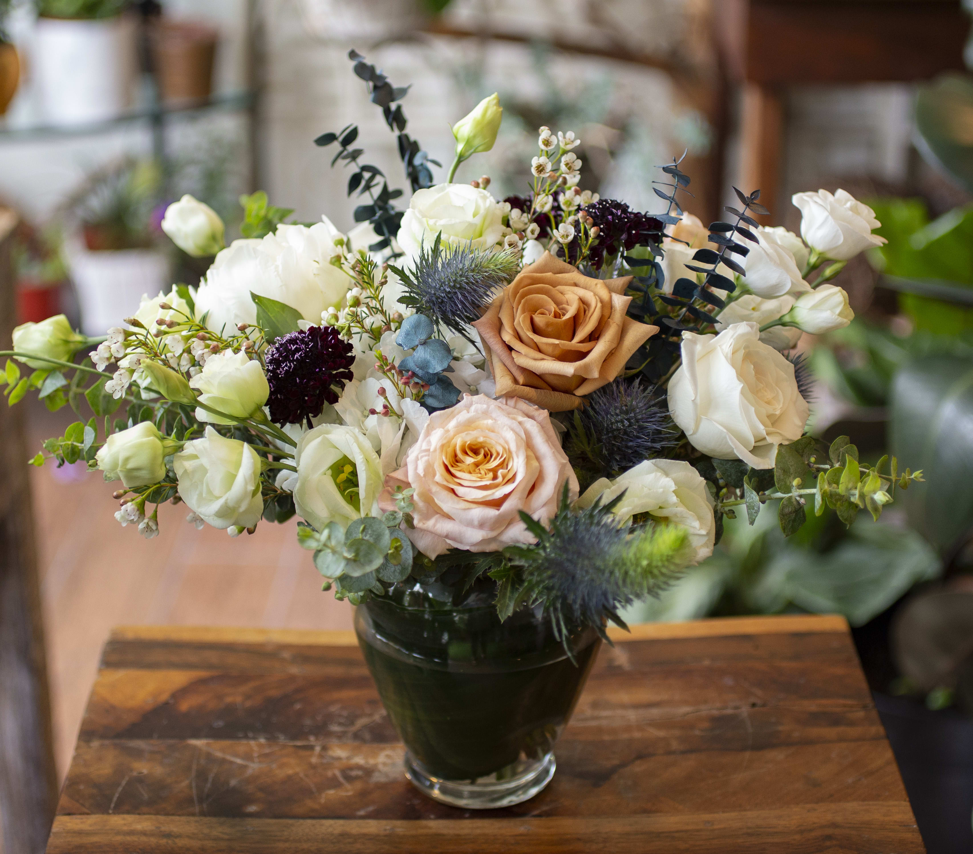 Rachael - Inspired by books, in a clear glass vase.