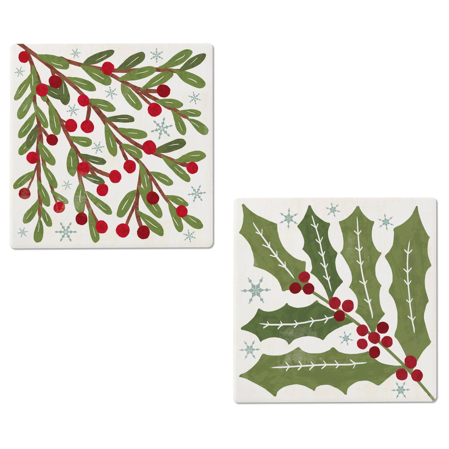 Winter Berry Coaster - Winter Berry Ceramic Coaster Dimensions - 4" Dia x 0.25" H