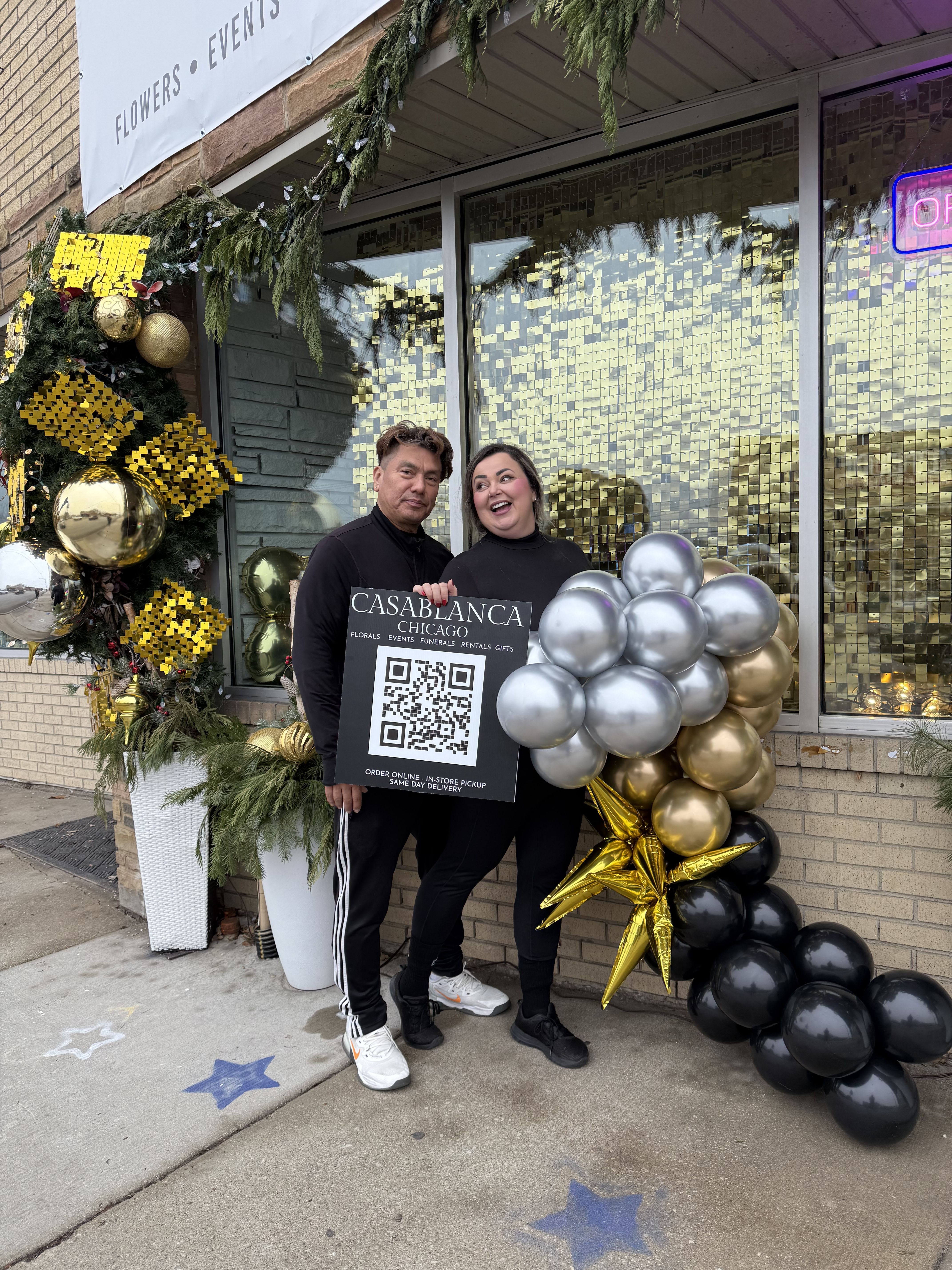 Grab&amp;Go Garland - New Years Eve - Black, silver and gold with gold star 