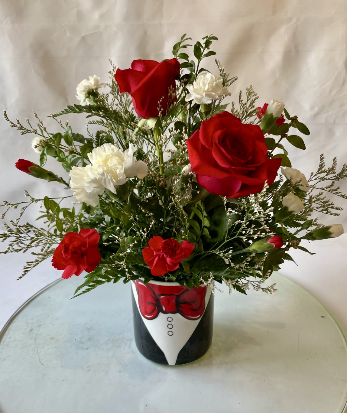 Let’s Dance!  - This gorgeous bouquet is arranged in an adorable keepsake tux container. Such a cute way to brighten your special someone’s day! 