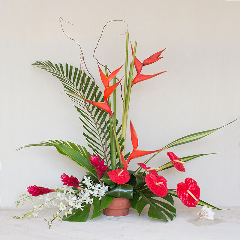 Tropical Array - Approximately 39"H x 36"W. This versatile piece is perfect for lobby displays, behind the reception area, or a client gift.