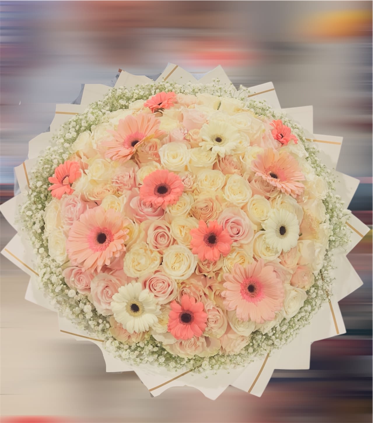 My reason for being - Beautiful Bouquet Buchón with gerber 100 roses 