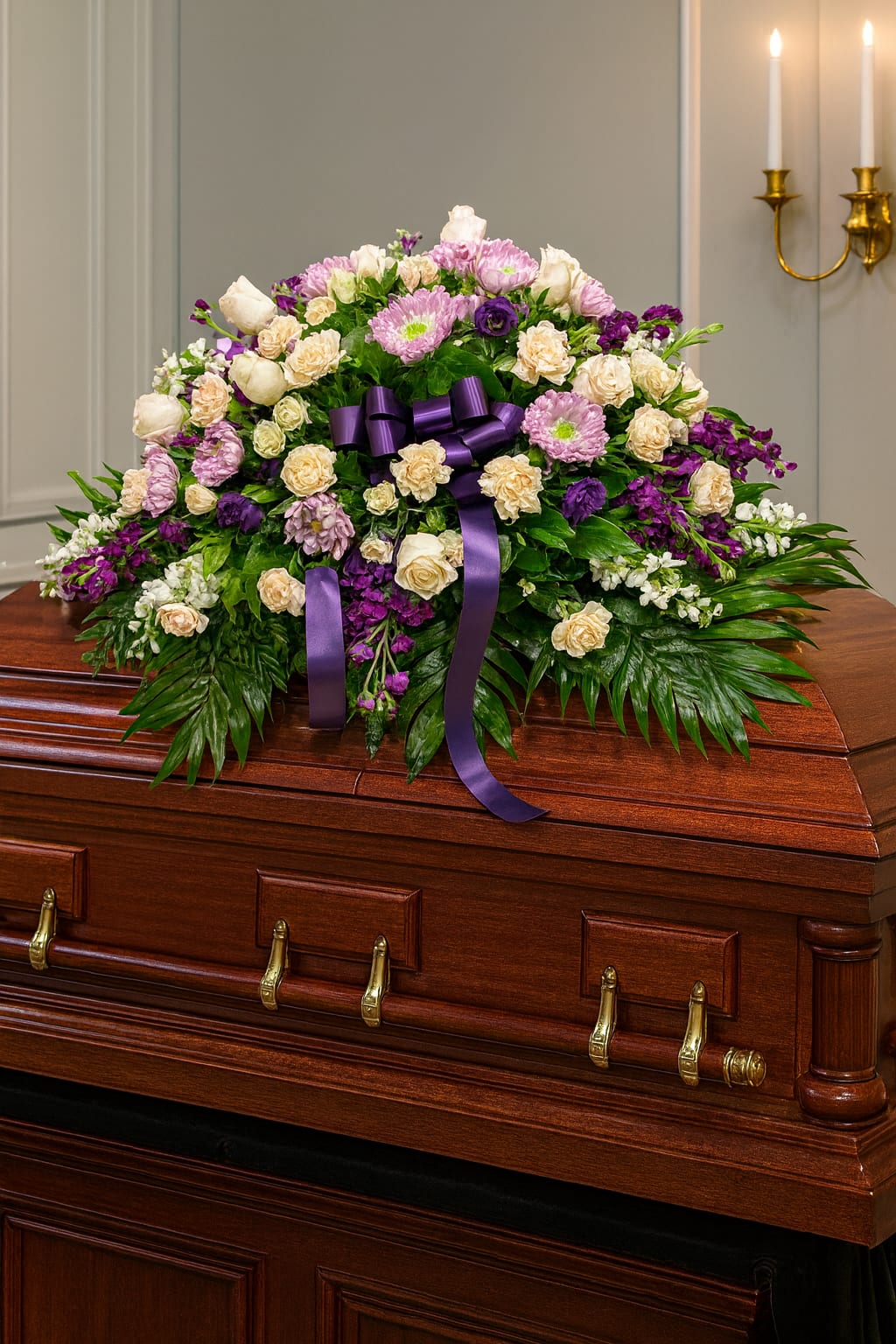 Violet Harmony Remembrance - Sympathy Casket Spray 