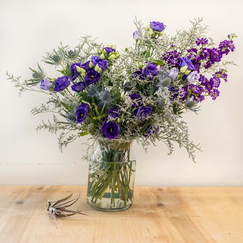 The Lizzy - Soft, Sweet, and incredibly Whimsical!!!  The Lizzy is a great option for the artist in your life... for a daughter or grand daughter with wild spirit.  A collection of lissiantus, limonium, and stock with light garden greens.  
