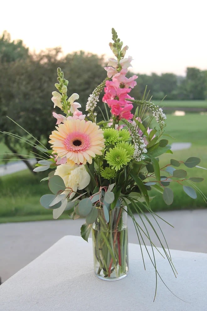 Everyday #1 - A classic arrangement of gerbera daisies, mums, and snapdragons.
