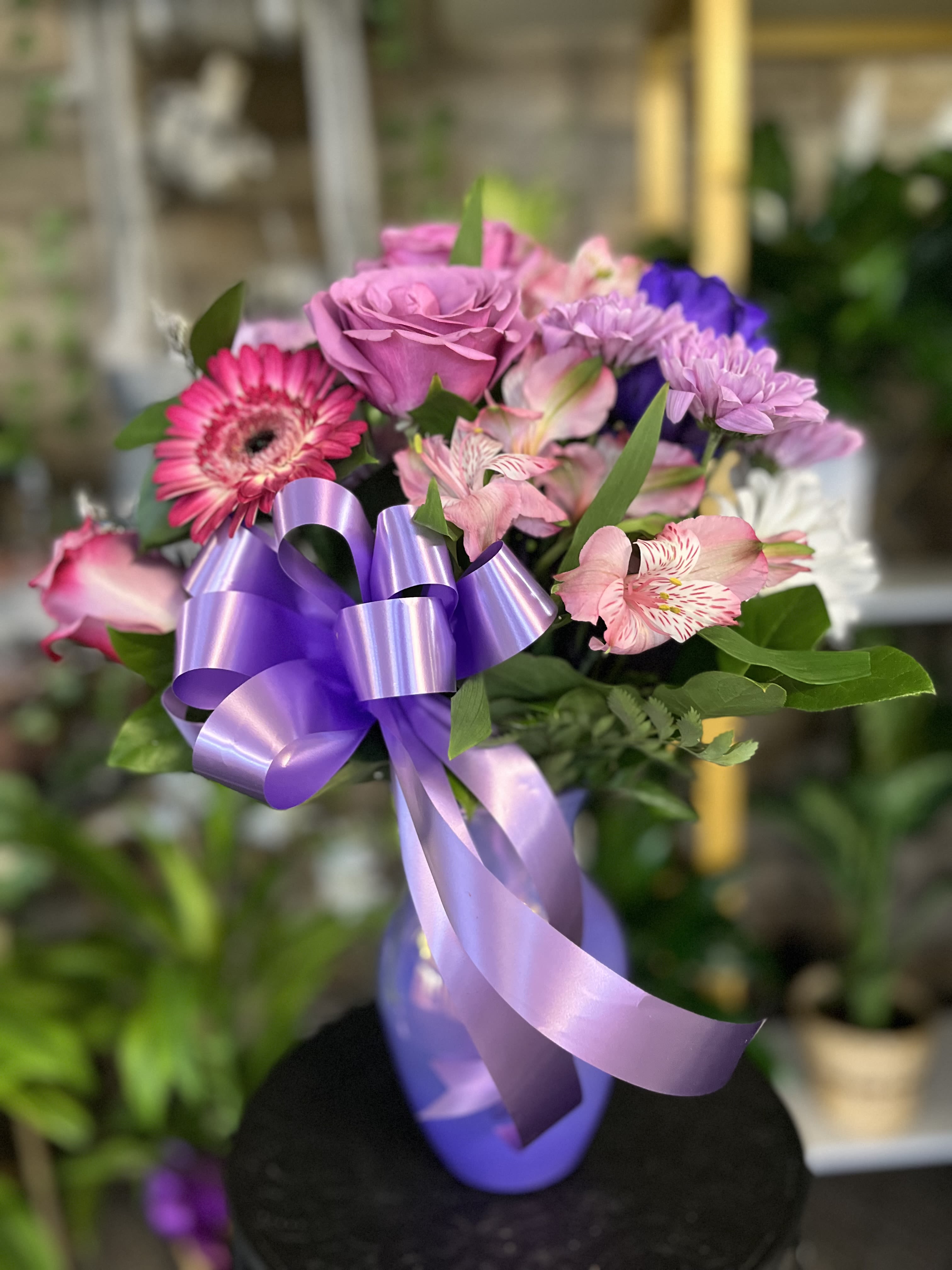 Lavender Beauty  - fresh flowers in purple vase 