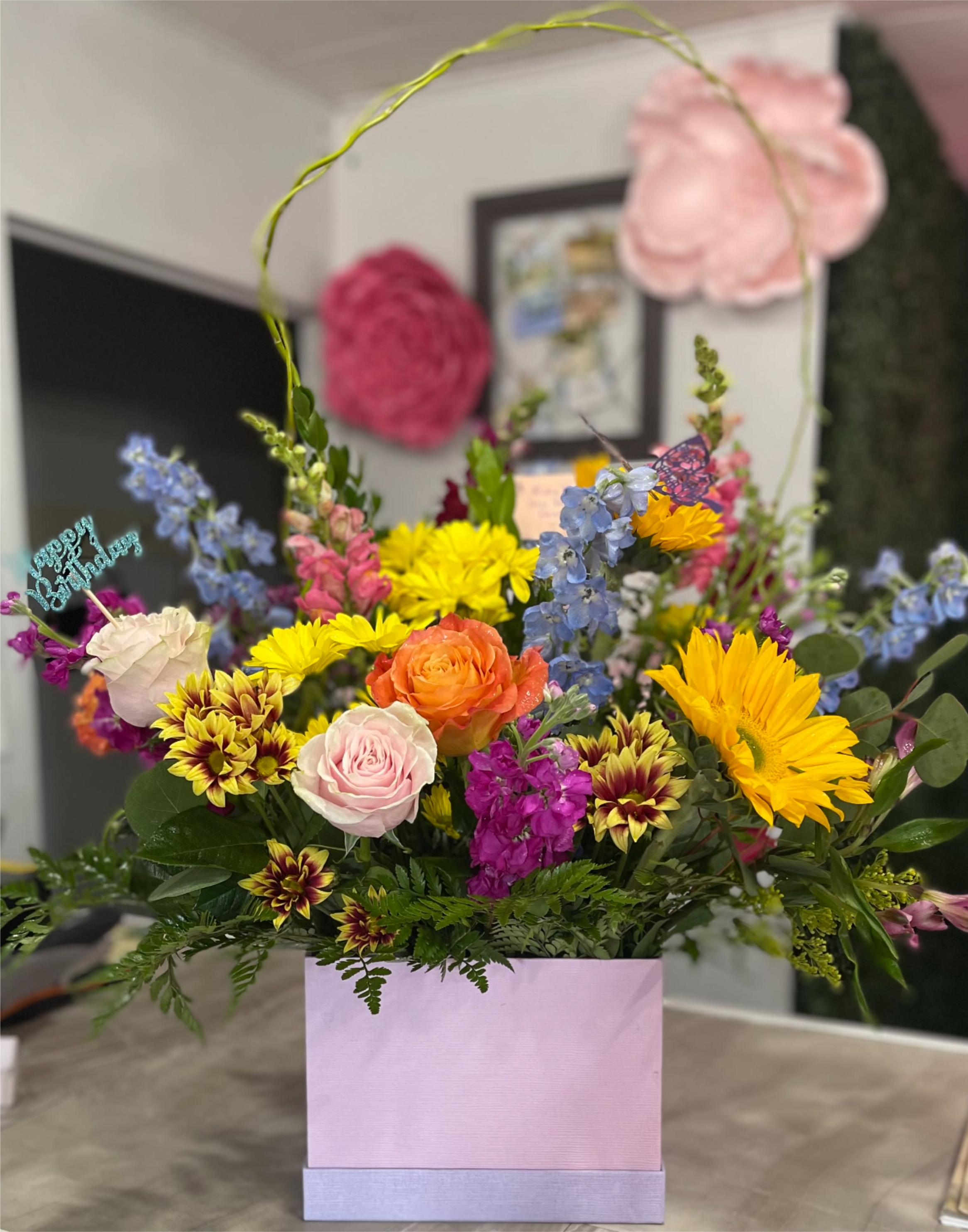 Premium Designers Choice Arrangement - Not sure what to order? Indulge in our most luxurious floral experience. This premium arrangement is crafted completely in-house by our designer, using the freshest seasonal blooms in rich textures and bold colors. No two arrangements are ever the same — each one is a unique work of art created to surprise, impress, and elevate any space. For any occasion.    *If this arrangement is for a funeral or memorial service, we will thoughtfully our designer will modify the color palette to ensure it is appropriate for the service.