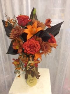 You Are My Blessing!! - arrangment in clear vase wrap burlap come with Angel 