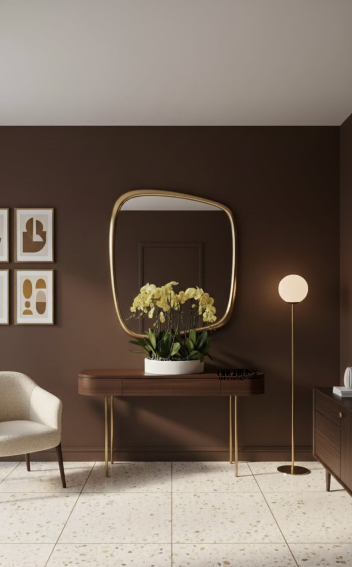 Same day Yellow Flowers - A high quality Fourteen yellow orchids arrangement with a vase 19.5" D X 4" T. An orchids arrangement deliver for any occasion design with fresh natural real beautiful Phalaenopsis cascade orchids plants