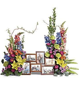 Loving Farewell Photo Tribute - We only provide the flowers for this arrangement. Frame is not included.