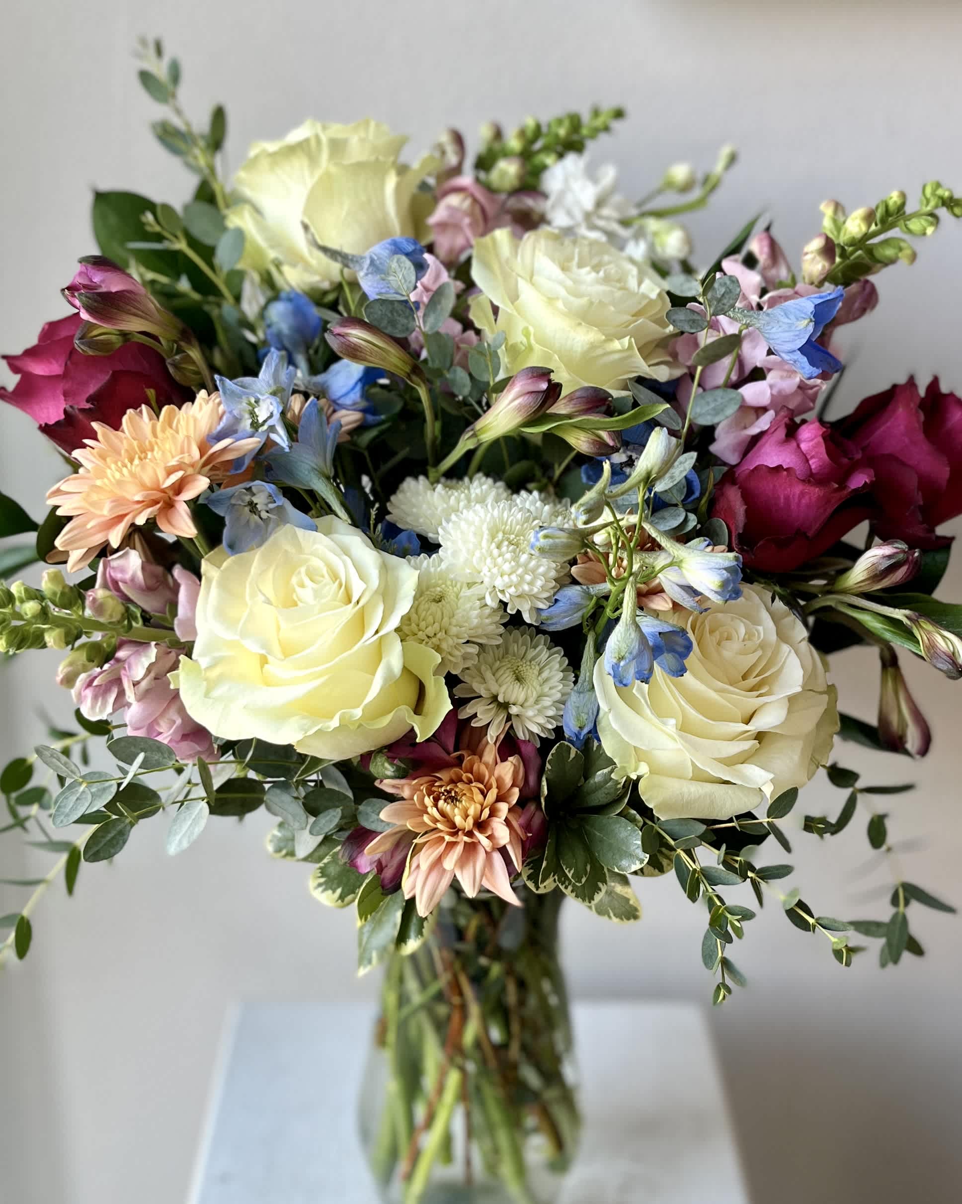 Alice in Wonderland - A Free Flowing Bouquet that resembles an English Garden Bouquet.  