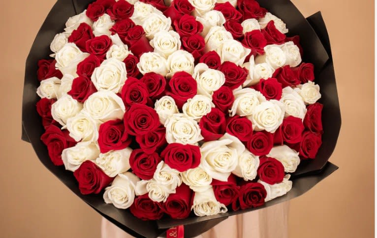 Fire and Ice bouquet Red and White - 75 standard 100 deluxe