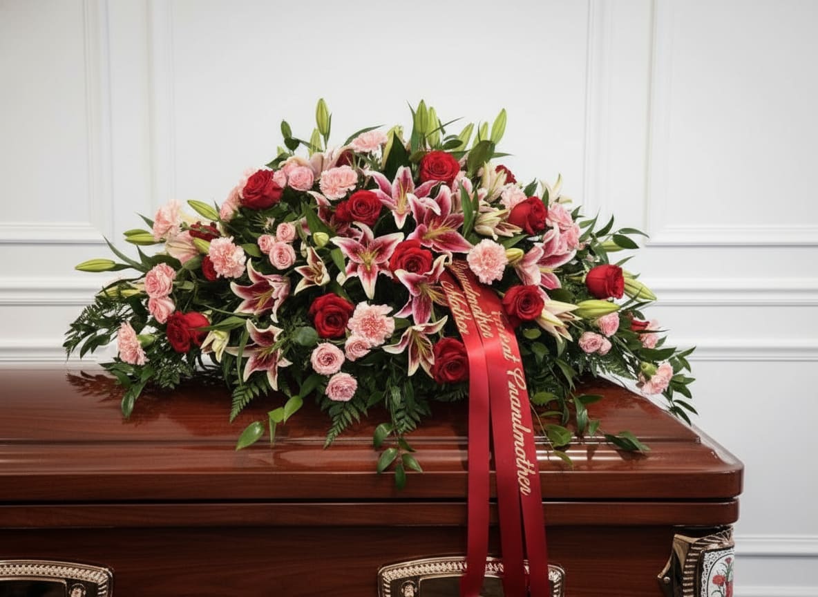 Red &amp; Pink Casket Spray - Casket Spray