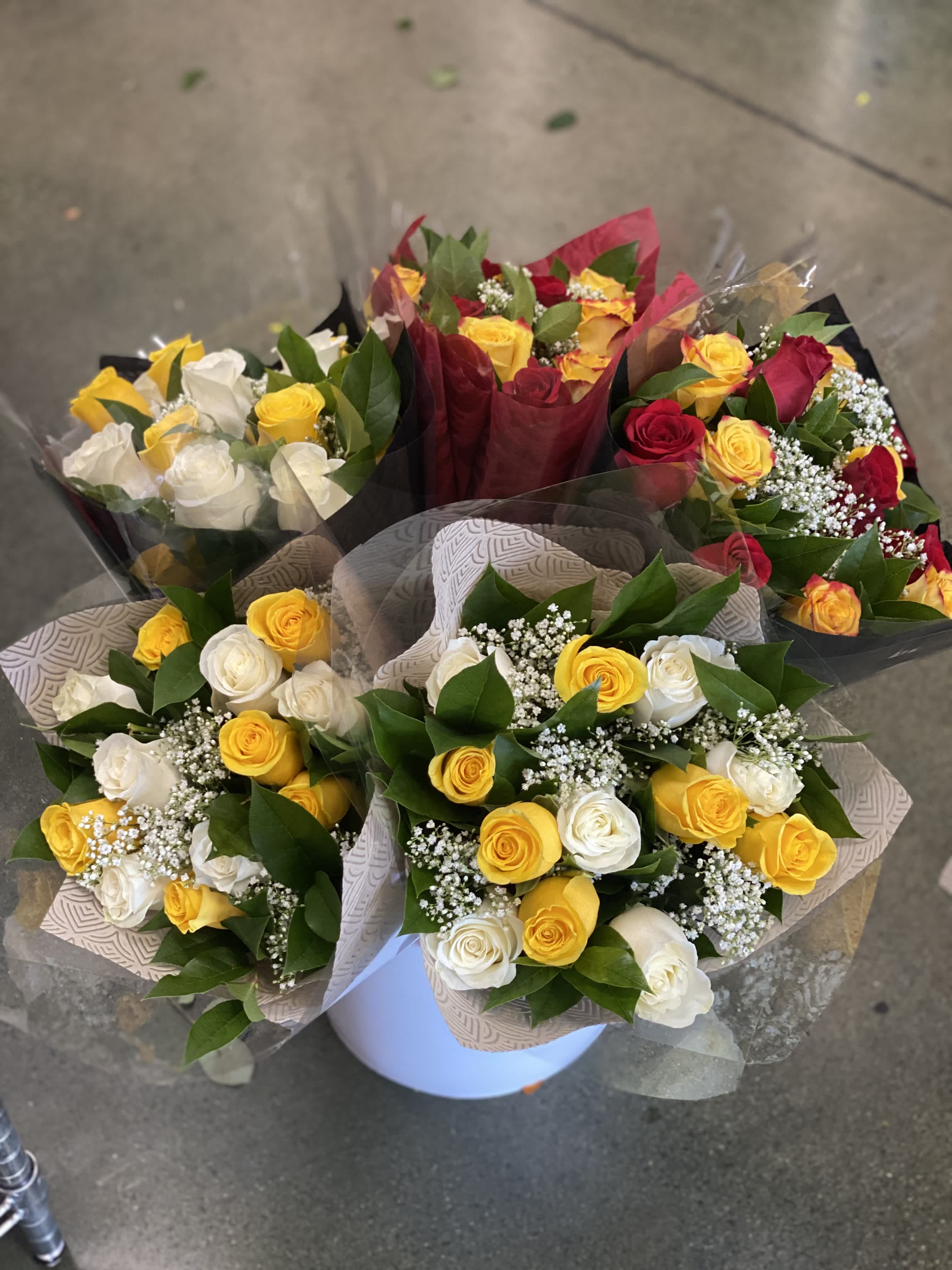 Cellophane Rose Bouquet - STANDARD: 12 ROSES DELUXE: 24 ROSES  PLEASE include color choices in instructions section during checkout. 