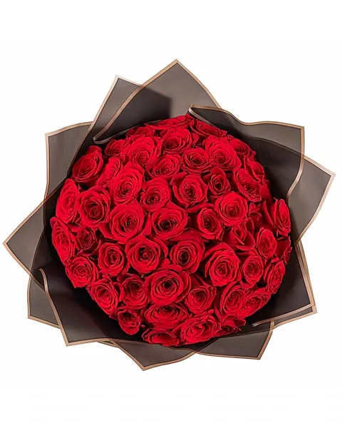 wrapped bouquet of 50 roses - Gift the gift of luxury roses with our Hand Wrapped Rose Bouquet! Our designer will create a beautiful wrapped bouquet of 50 roses in any size and any color. This bouquet is designed with Korean inspired floral artistry with premium wrapping paper. It is the best way to present a bouquet of roses to surprise that special someone!Please note, this arrangement does not include a vase to hold roses. 