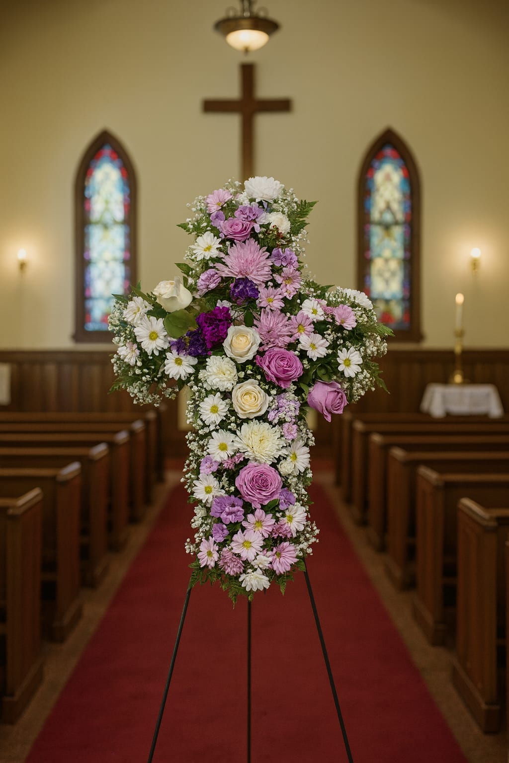 Lavender Cross   - 18 inch cross Banner included Add to notes for florist