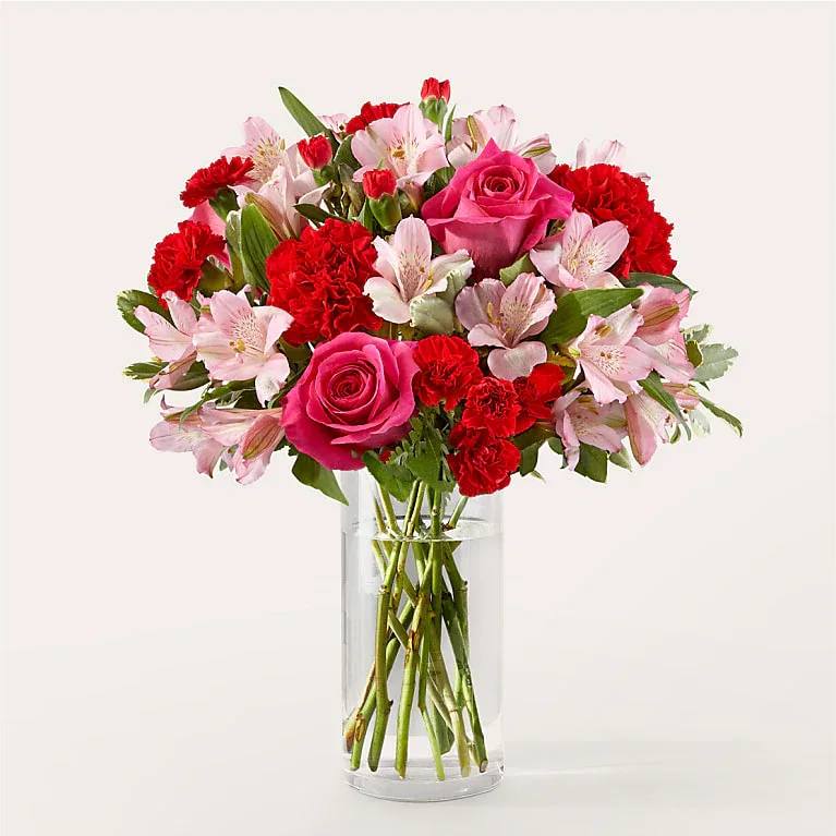 You're Precious Bouquet - Express your love and gratitude with this balanced blend of red and pink florals, a thoughtful choice that will make a lasting impression. Carnation Rose Alstromeria