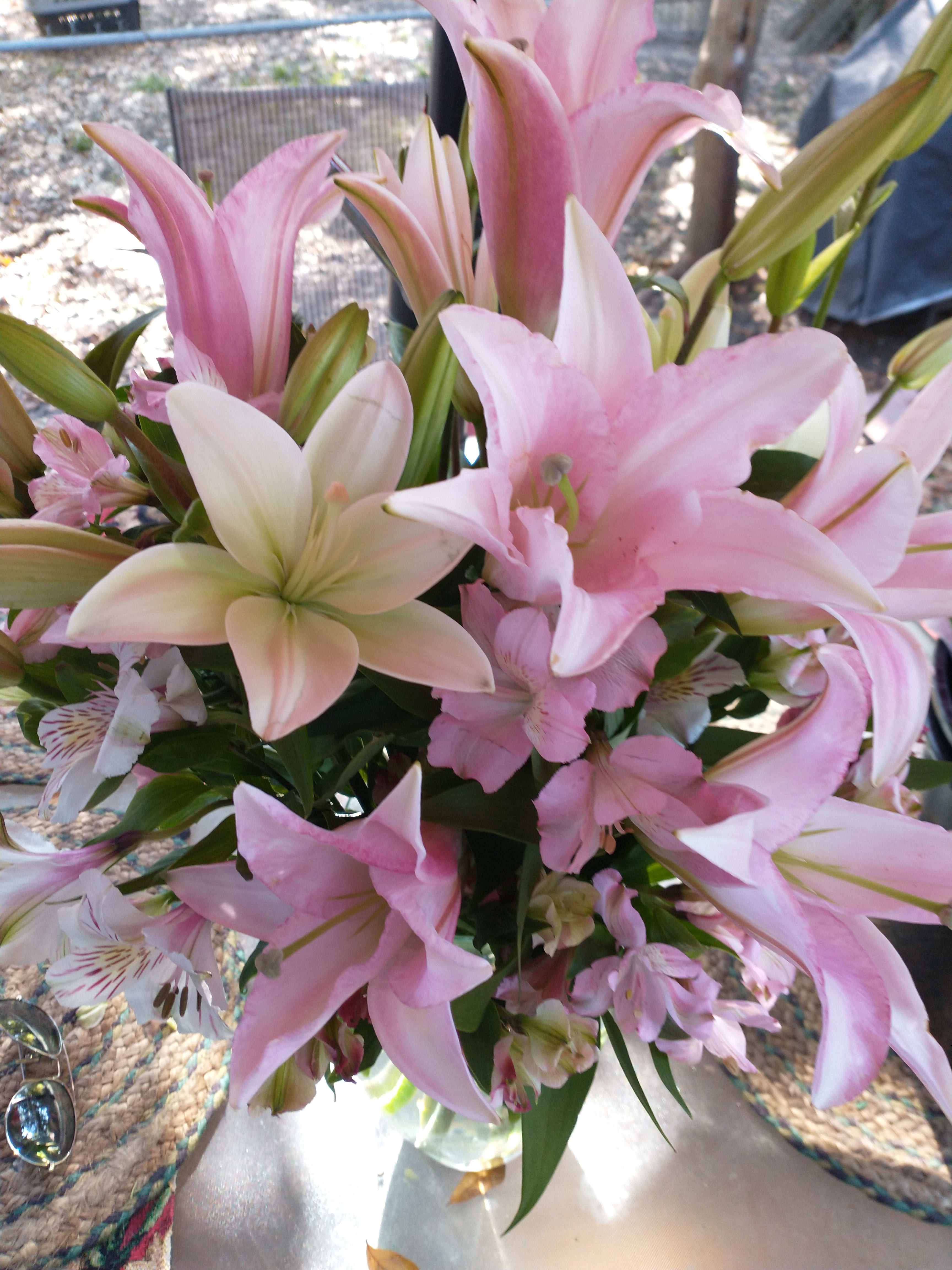 "Lauren's Lovely Lililes" - A lovely mix of pale pink and cream colored fresh/artificial  mix of lilies is such a lovely way of showing the love of your life how much they mean to you! 