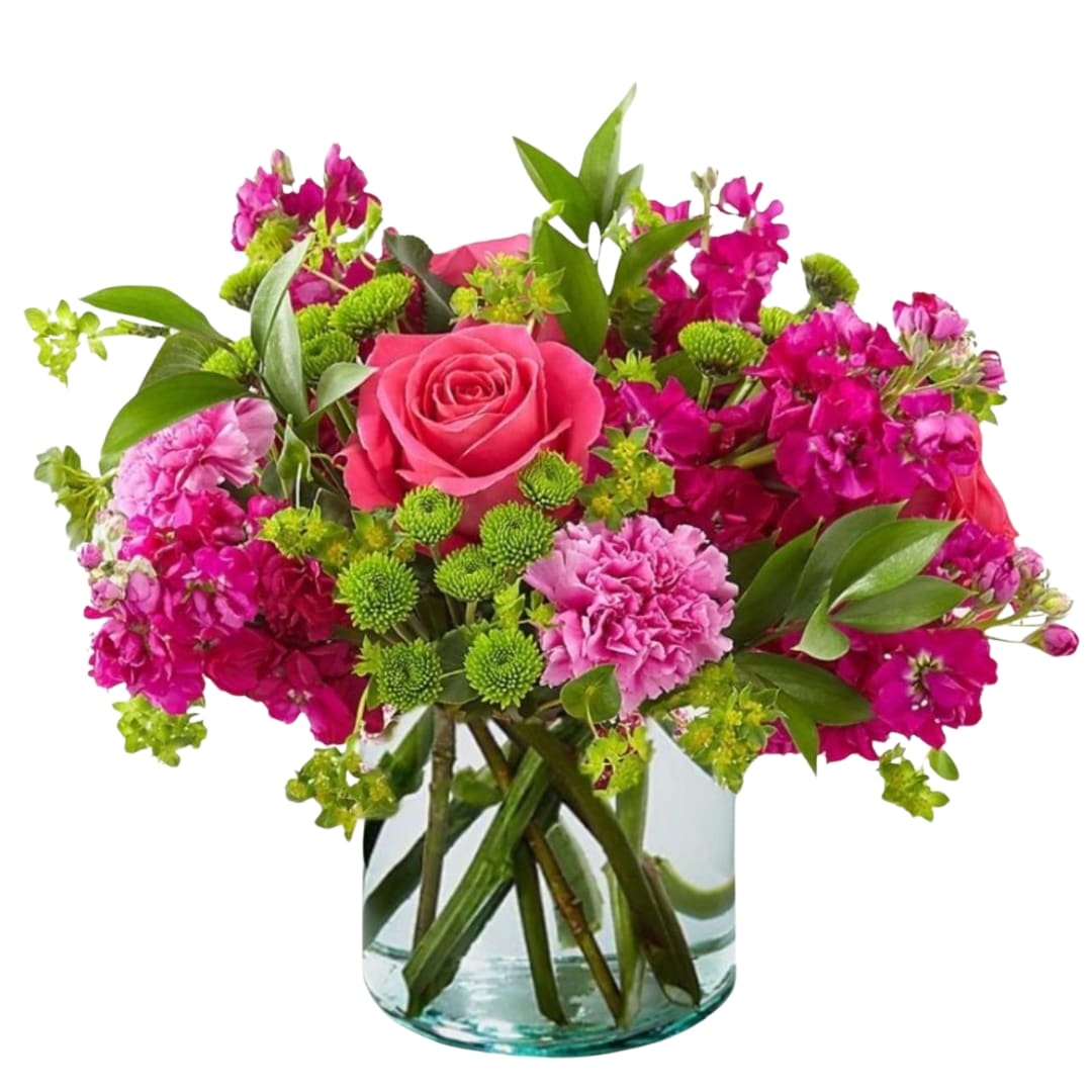 Elegant Embrace Bouquet - Blessings and prayers sent from above are captured in this stunning fuchsia and pink arrangement. Each gorgeous bloom in our Elegant Embrace Bouquet is designed to bring solace during difficult times.  