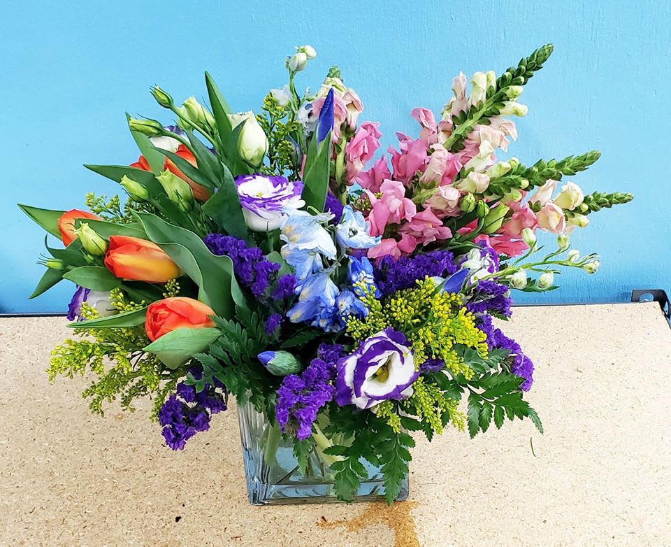 Colorful Spring Cube  - Colorful mix of spring flowers