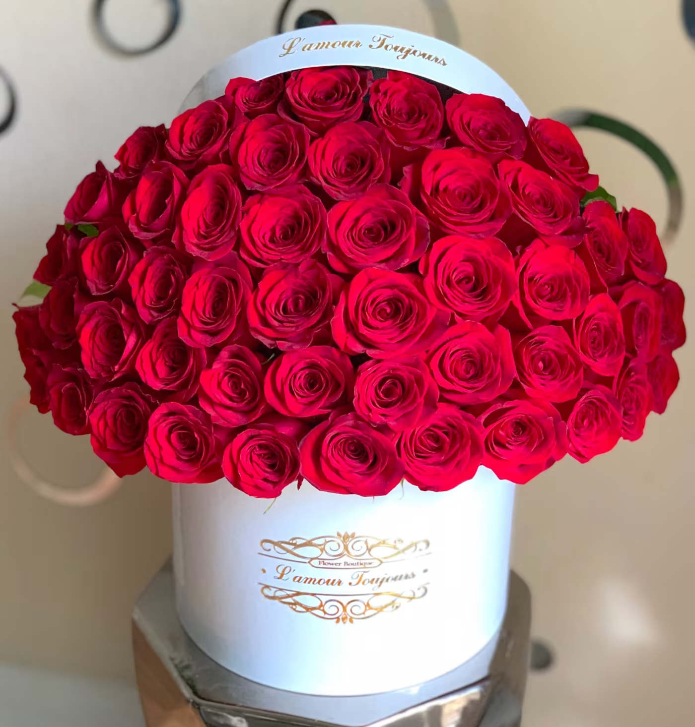 Boutique Signature Box - Los Angeles Same Day Delivery - 50 Premium Fresh Red Roses