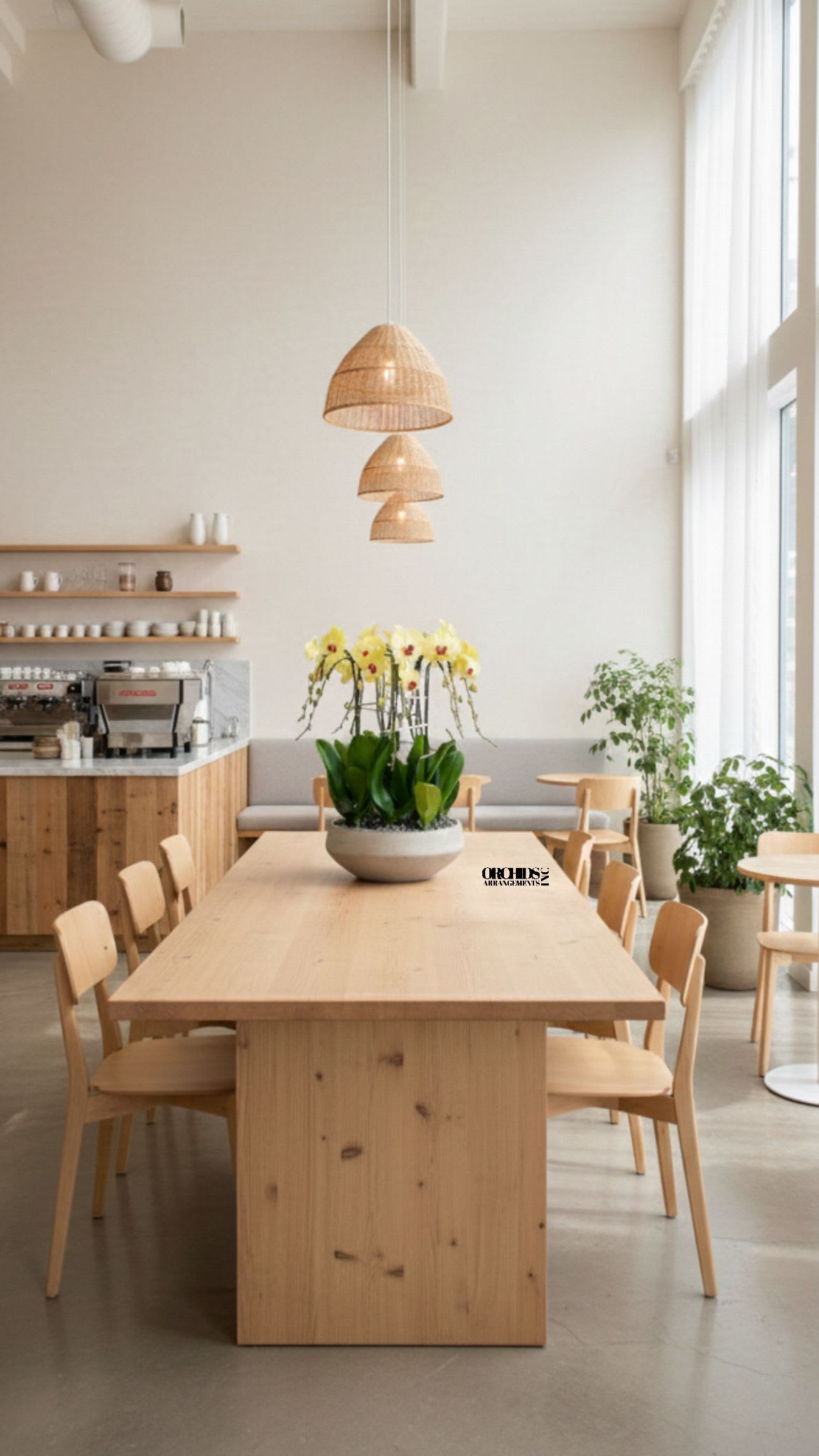 Yellow Flower Phalaenopsis Same Day - A high quality Twelve yellow orchids arrangement with a vase 20" D X 7" T. An orchids arrangement deliver for any occasion design with fresh natural real beautiful Phalaenopsis cascade orchids plants minimalist decor. 