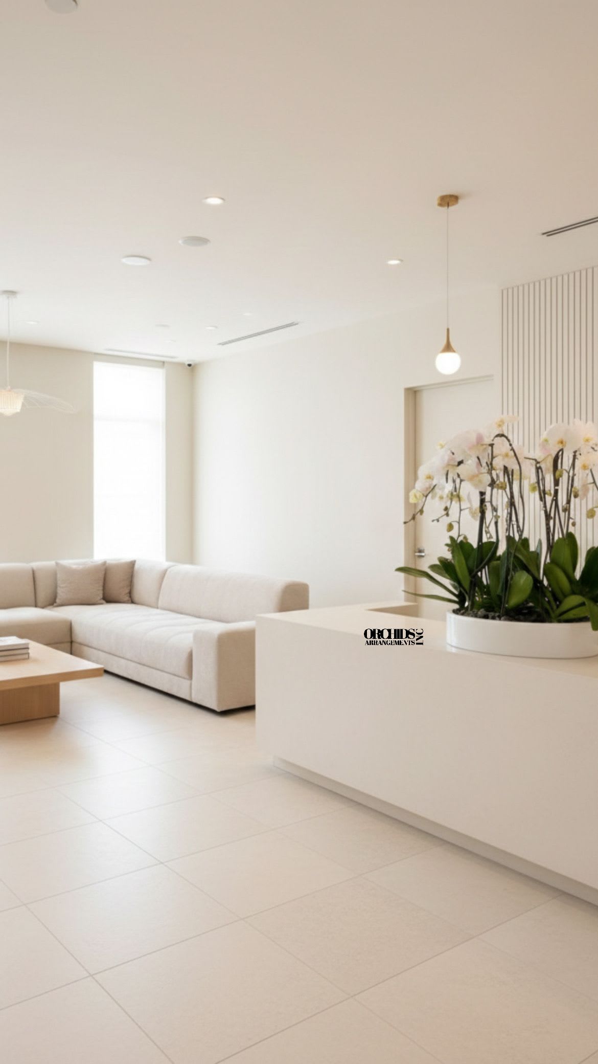 Same day White Flowers - A high quality Fourteen white orchids arrangement with a vase 19.5" D X 4" T. An orchids arrangement deliver for any occasion design with fresh natural real beautiful Phalaenopsis cascade orchids plants