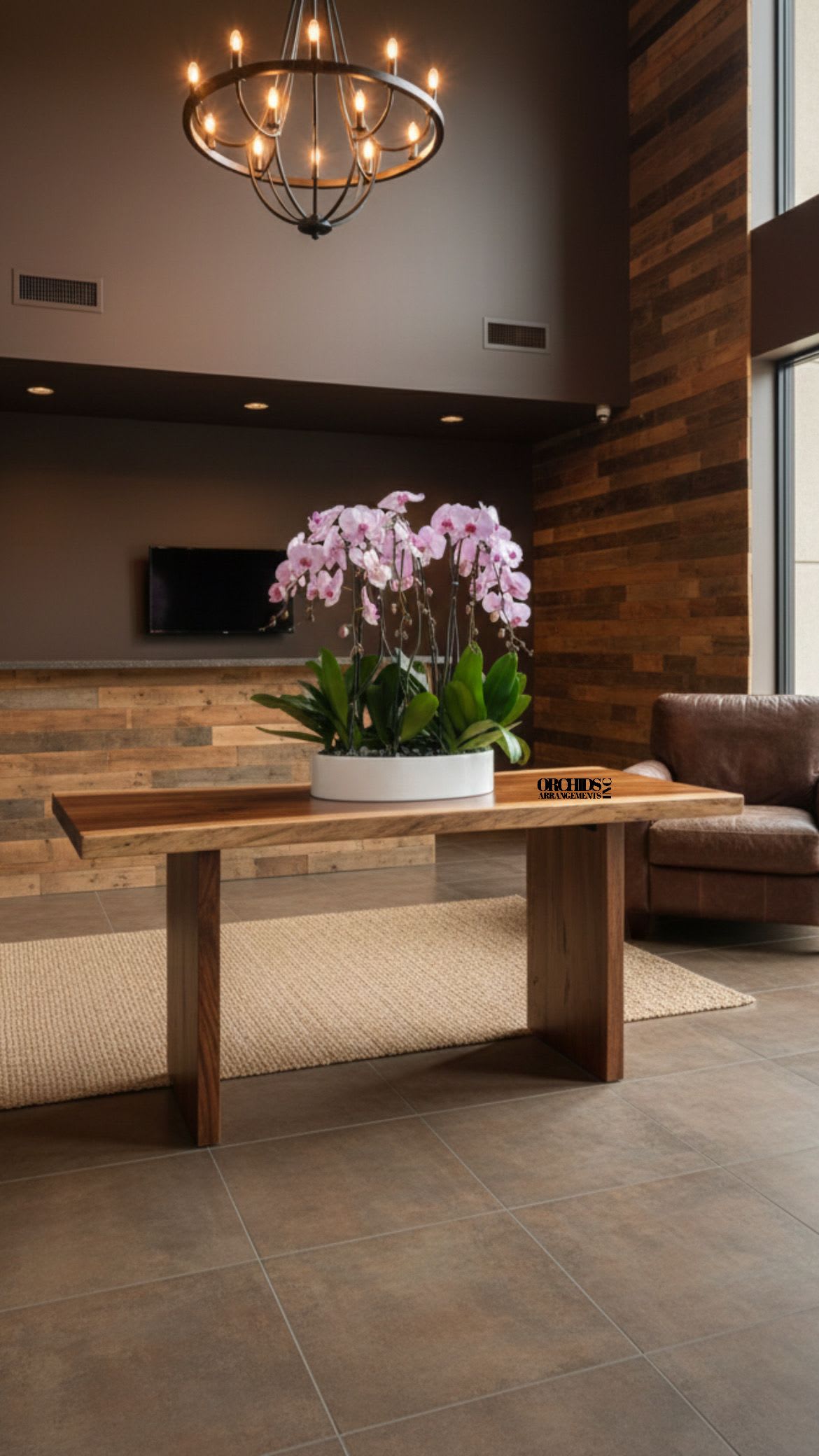 Pink Flower Orchids Same Day - A high quality Eleven pink orchid arrangement with a vase 19.5" D X 4" T. An orchids arrangement deliver for any occasion design with fresh natural real beautiful Phalaenopsis cascade orchids plants minimalist decor.