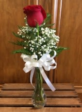 My Only Love Bouquet - Three single red rose stems beautifully arranged in a charming bud vase. A timeless symbol of love and romance—perfect for Valentine’s Day, anniversaries, or a sweet surprise “just because.”