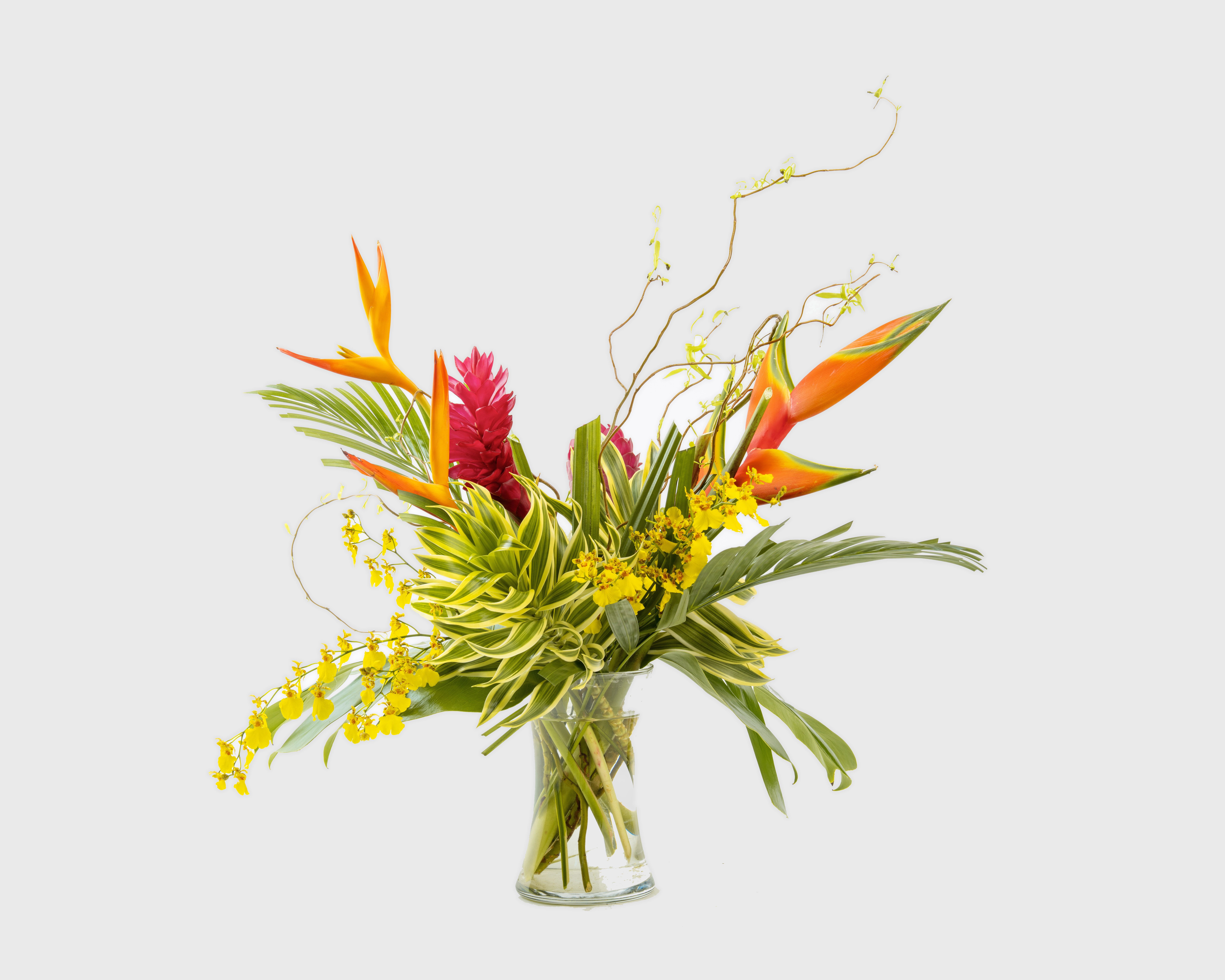 Tropical Flair - A vibrant assortment of tropical flowers in a beautiful arrangement.