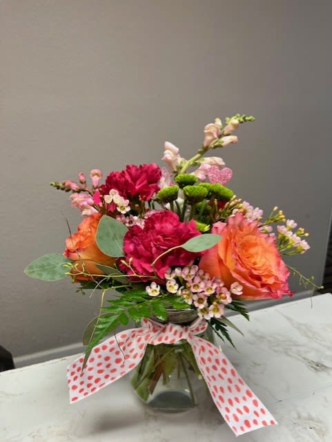 #5 Valentine arrangement  - The prettiest colored roses and pink carnations! The perfect gift for someone to brighten their day! 