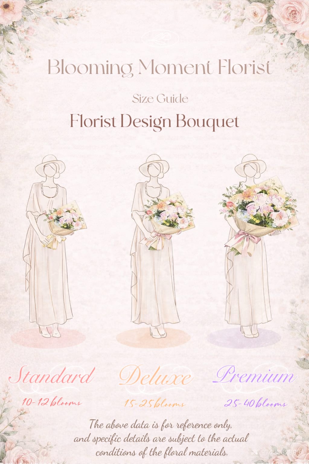 [FRESH FLOWER] Mix bouquet florist Design bouquet - Not sure which design to get? Our Florist Design Bouquet is selected by our expert florist designer with the freshest and beautiful flowers.  This is ideal package for friend, family, colleagues, or loved ones and best value.  Welcome to request a theme color for your bouquet! (Please text us at (650) 686-7910 with your order#) and we will do our best to fulfill your request. However, please note that availability is subject to our in-stock flower selection, so we cannot guarantee the exact color."  Regular: 4-6 ROSES /MAIN FLOWER + 2-3 KINDS MATCHING FLOWERS AND GREENS  Deluxe: 8-12 ROSES/MAIN FLOWERS +3-5 KINDS MATCHING FLOWERS AND GREENS  Premium: 13-16 ROSES/MAIN FLOWERS +3-5 KINDS MATCHING FLOWERS DOUBLE AMOUNT AND GREENS