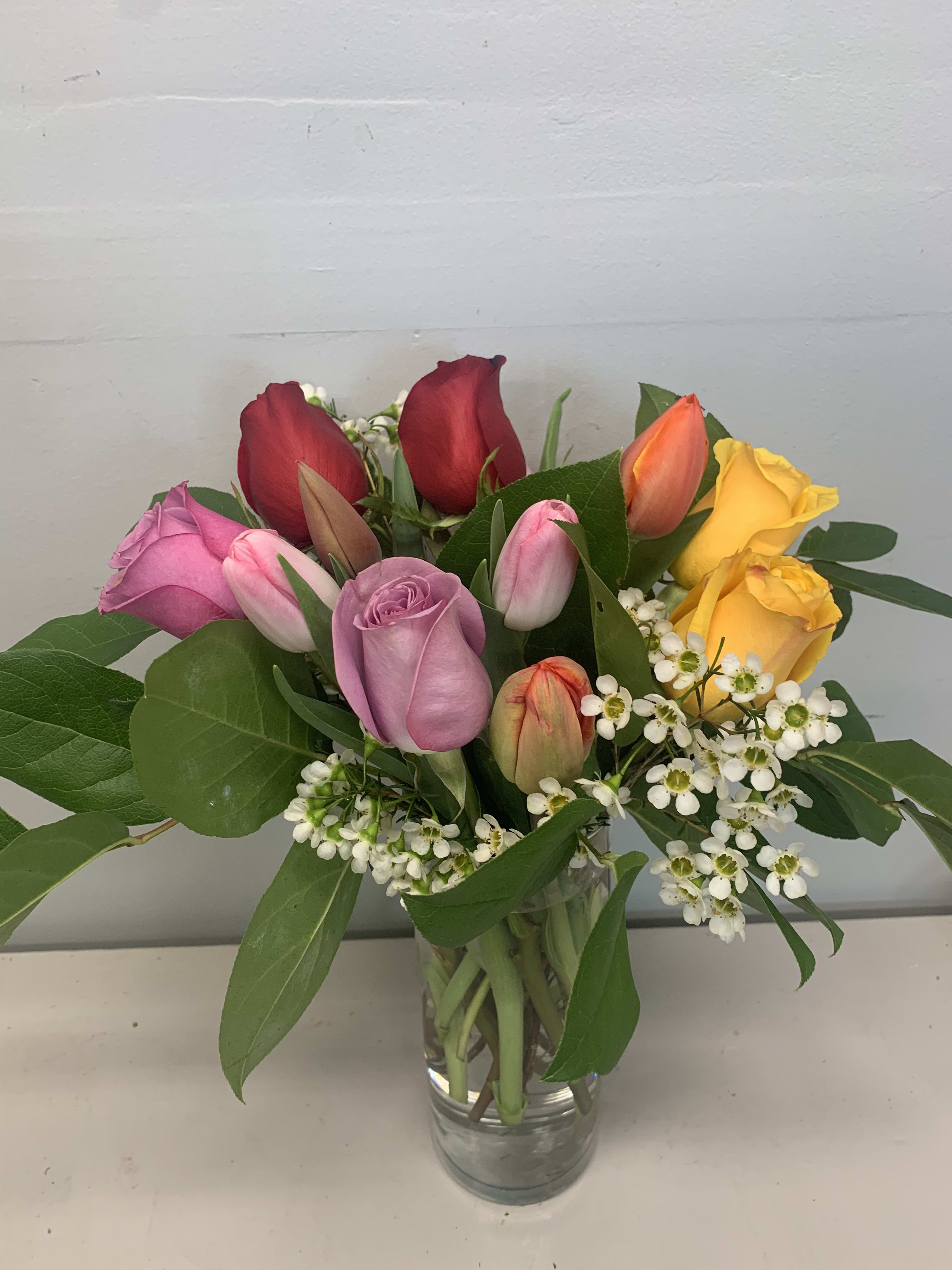 Spring Rose and Tulips - Pretty roses and tulips for a spring bouquet 