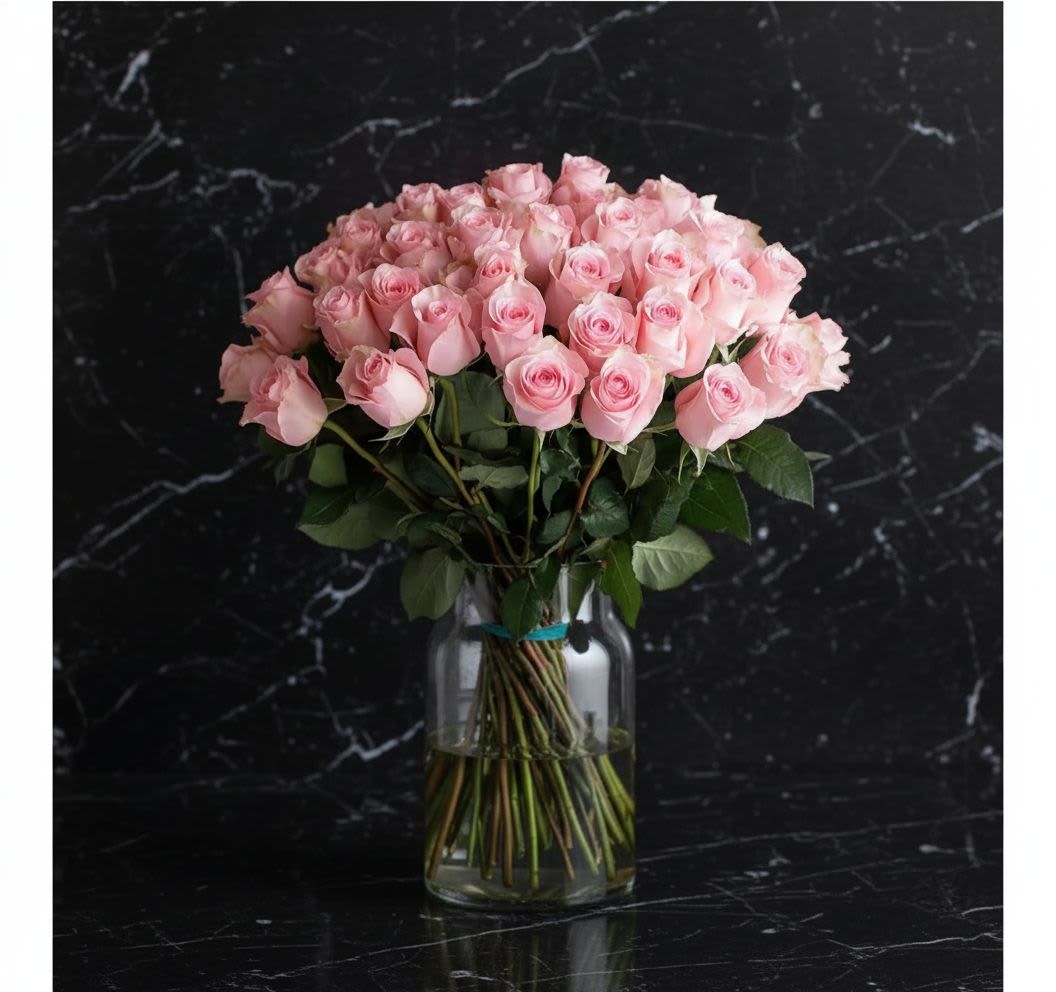 50 Stem Novia Princess - All pink rose statement bouquet.