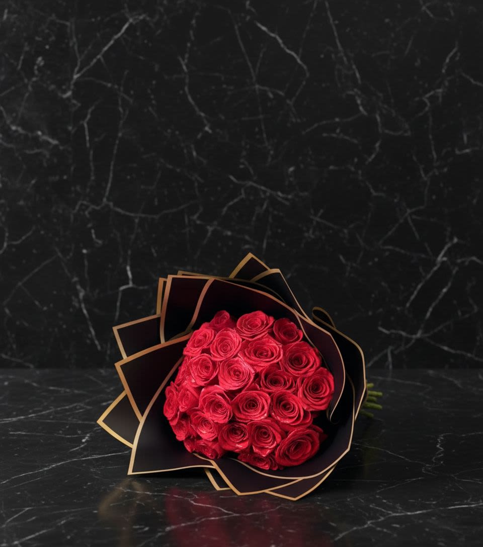 25 Stem Royal Red Roses - All red rose statement bouquet for someone special.