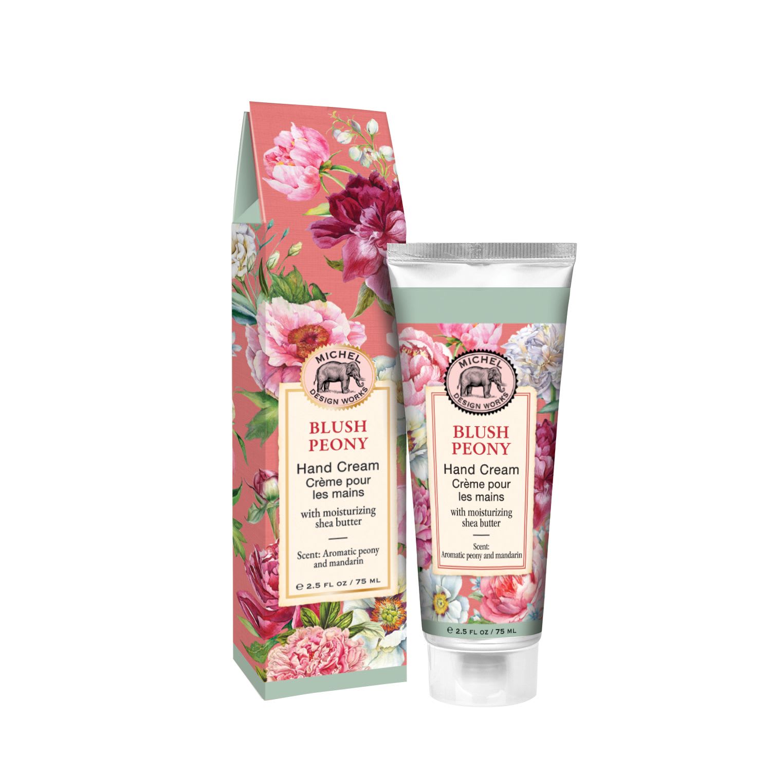 Blush Peony Hand Cream - Forever classic, showy peonies in all their pastel glory bring a touch of elegance and romance all year round. Fragrance: Aromatic Peony with a hint of mandarin, notes of gardenia, and touches of cedar and sandalwood. A soothing blend of luxuriously scented hand cream with natural botanical ingredients.   2.5 fl oz / 75 ml
