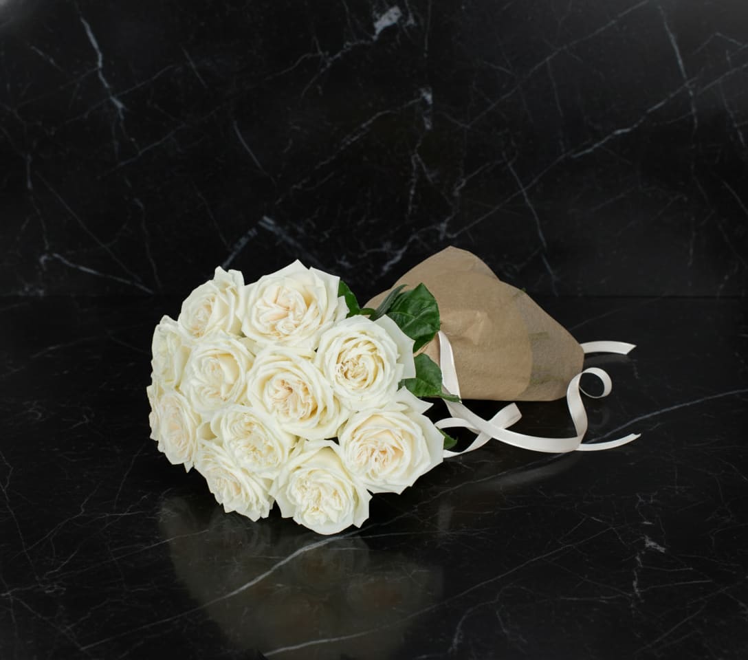 12 Stem Ivory Elegance - All white rose bouquet for someone special. 