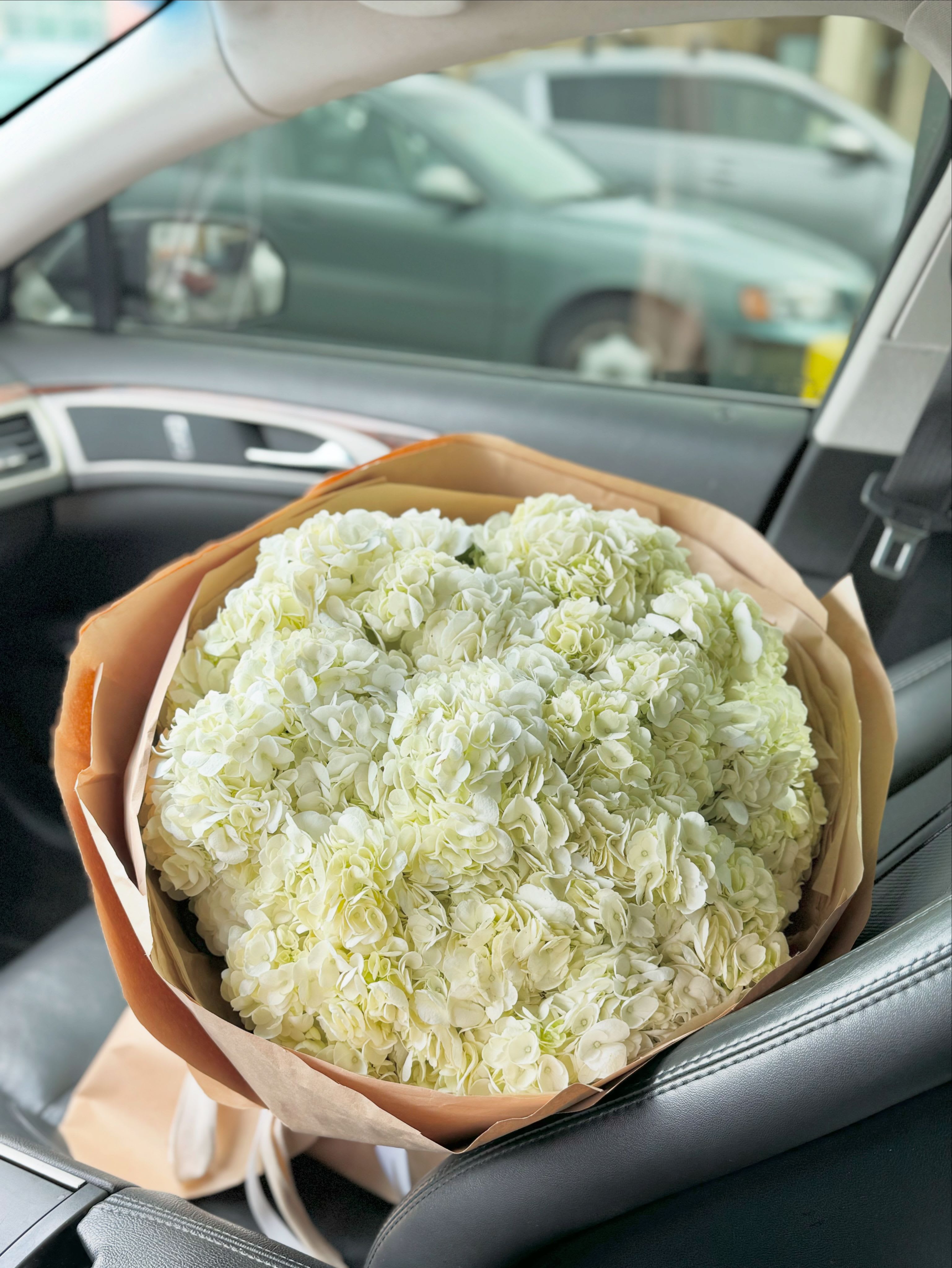 A bunch of snow-white clouds of hydrangeas -  bunch of snow-white clouds of hydrangeas is more than just a bouquet — it is a vision of purity, lightness, and timeless elegance. Each blossom, resembling a soft cloud, is carefully gathered into a composition that instantly captures the eye and fills the heart with harmony. White hydrangeas symbolize sincerity, devotion, and new beginnings, making this bouquet the perfect choice for life’s most meaningful moments.  This arrangement is ideal for many occasions: a wedding, an anniversary, the celebration of a new life, or simply a heartfelt gesture to brighten someone’s day. The snow-white petals highlight refinement and impeccable taste, while the lush, voluminous blooms create an aura of airiness and grace.  A bouquet of hydrangeas speaks without words. It carries the quiet serenity of a summer morning and the freshness of a gentle breeze. Whether given as a romantic gift, a token of gratitude, or the centerpiece of a celebration, it will illuminate any space and bring joy to its recipient.  Each stem is carefully selected to ensure lasting beauty and exquisite balance, so your bouquet of snow-white hydrangeas remains stunning for as long as possible. With its purity and sophistication, this arrangement is destined to leave a lasting impression. 