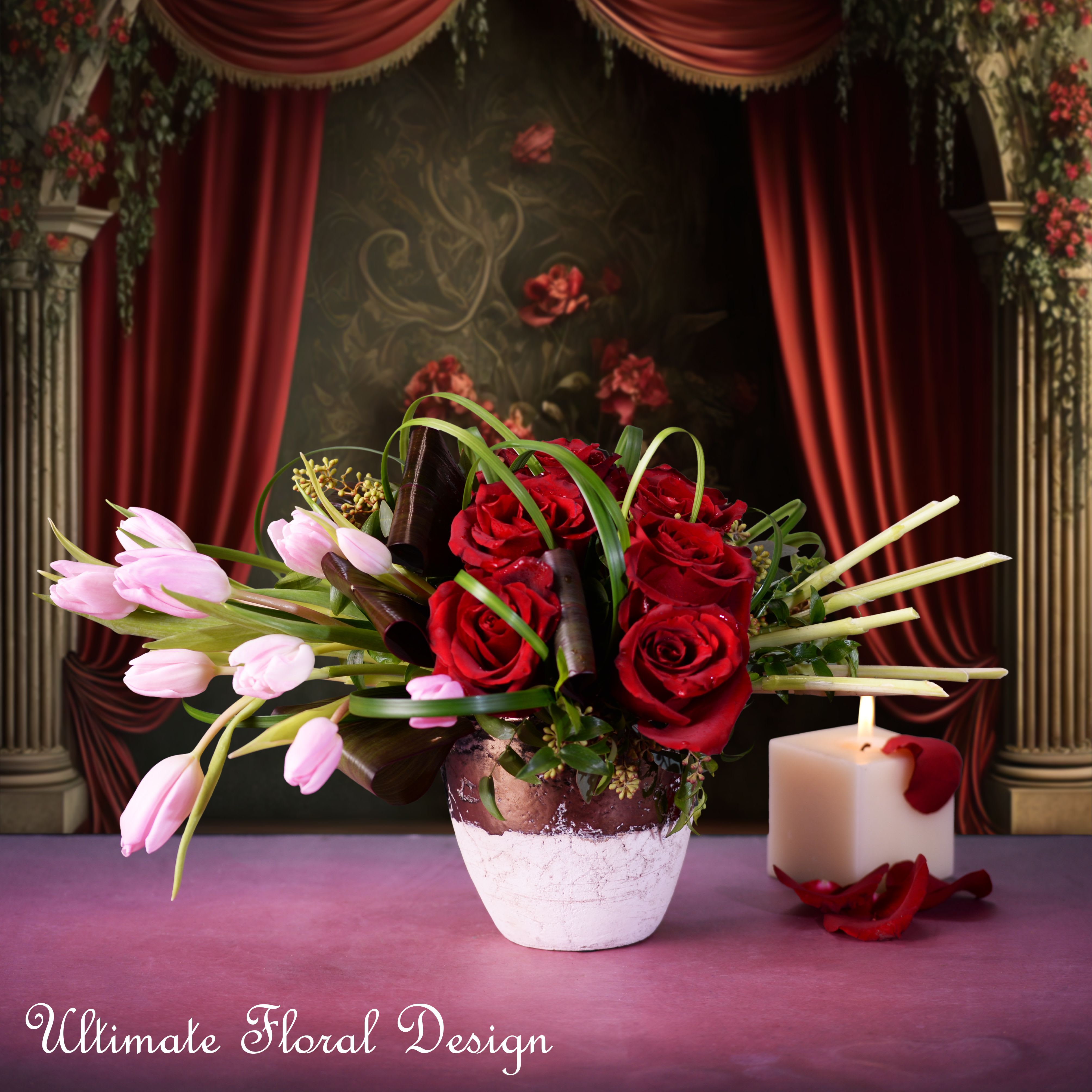 Cheerful Love - You’re my funny valentine / Sweet comic valentine / You make me smile with my heart." — Richard Rodgers and Hart Lorenz  Tulip, roses ,wax flower, Hypericum