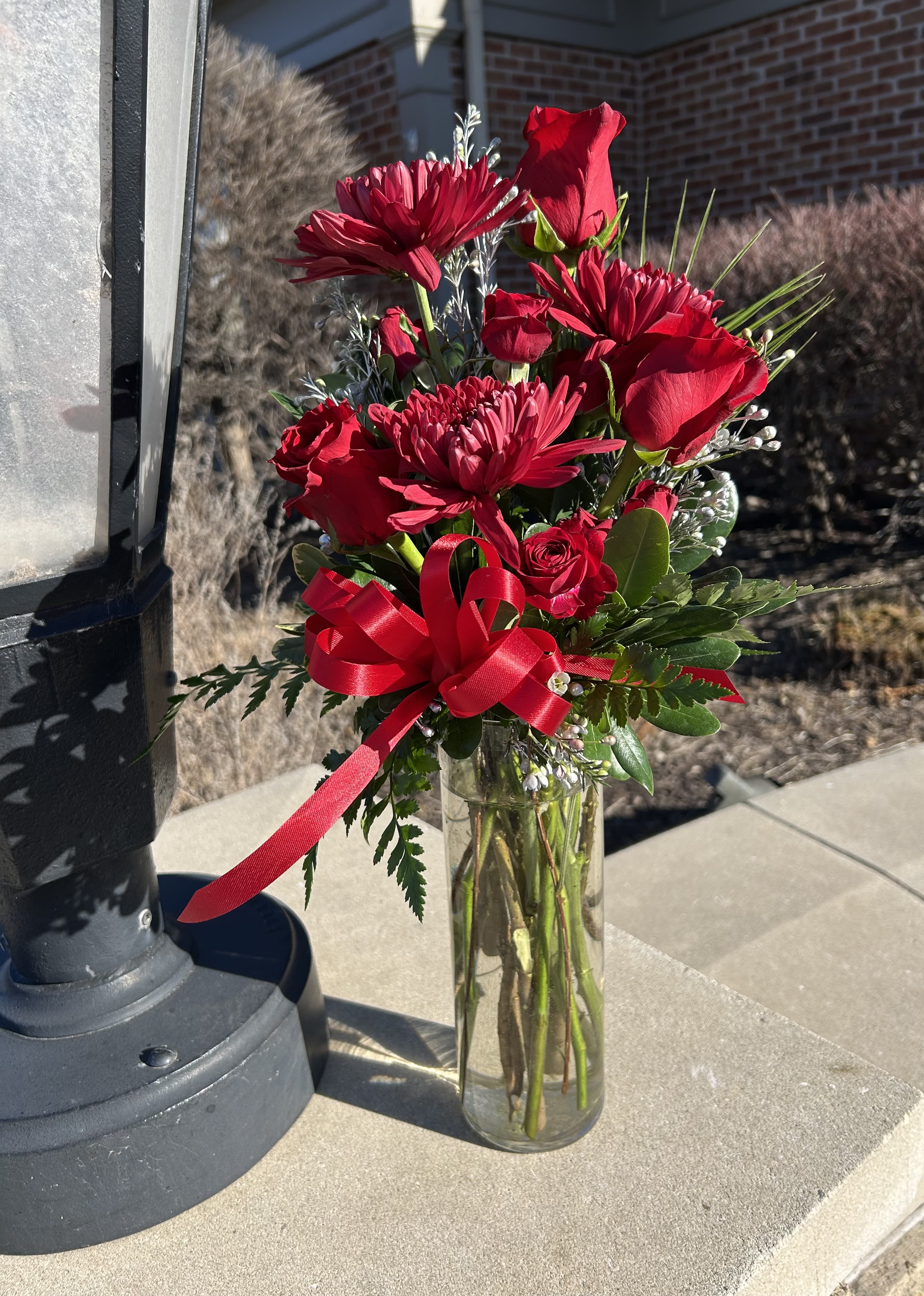 Vodka Cranberry - featuring roses, chrysanthemums, and waxflower