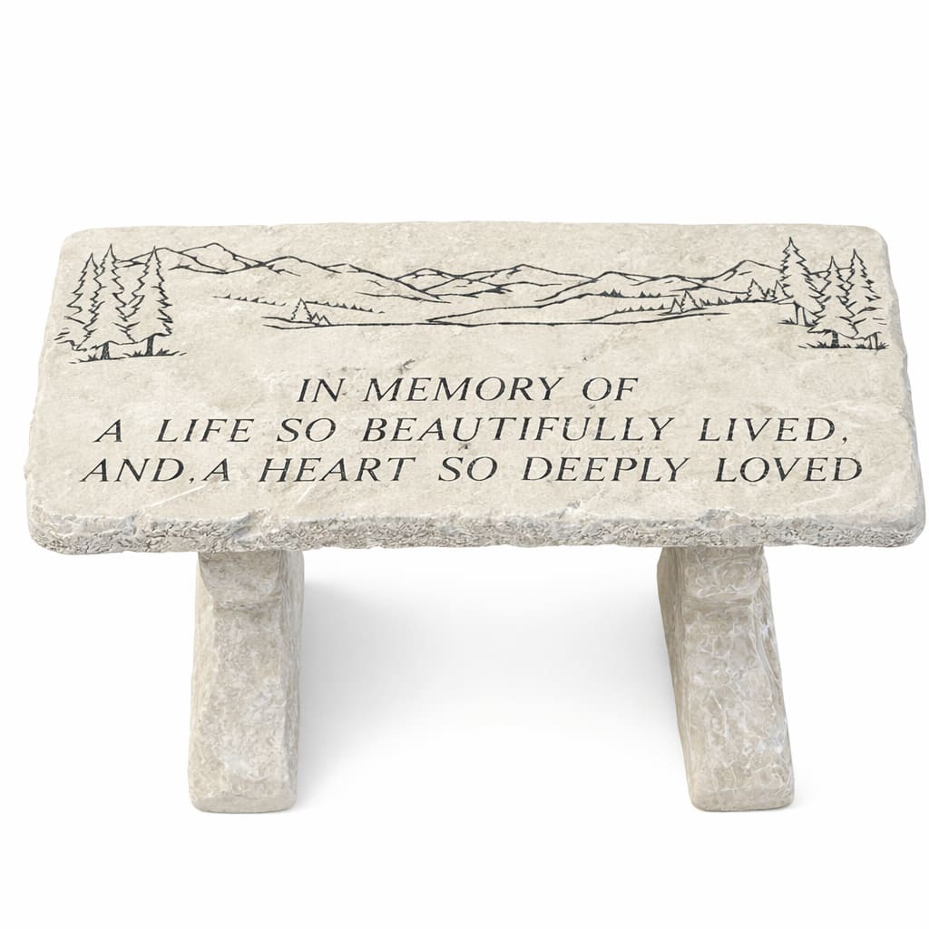 A Life so Beautifully Lived bench  - large stone bench 26"x12