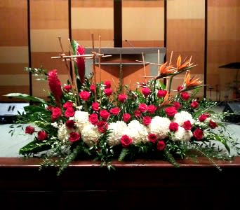  PODIUM ARRANGEMENT 34 [TTPOD34] - PODIUM ARRANGEMENT BY TWIN TOWERS FLORIST      As Shown : TTPOD34  