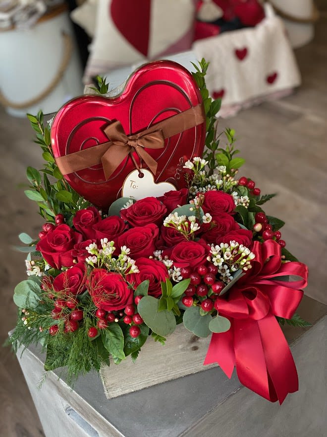 Always And Forever  - A rustic and contemporary twist on the classic rose arrangement. Other color roses are available, please call 508.858.5270 for availability. 