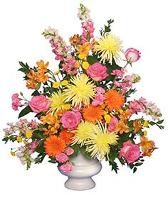 Sweet moments urn - Urn design style with yellow, pink and orange florals