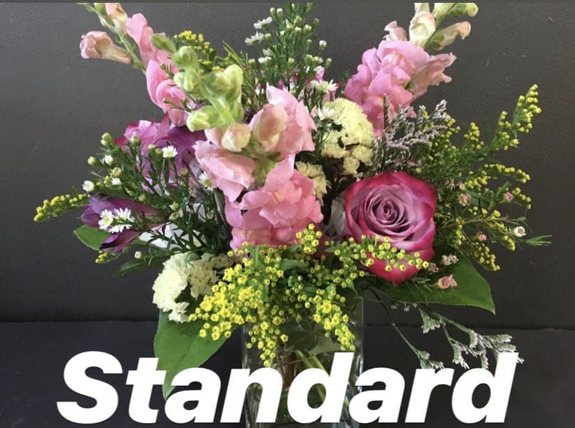 Snapdragon, rose and hydrangea vase - Beautiful snapdragons, roses and hydrangeas will be arranged with complementary additional flowers. Exact colors and flowers will vary based on availability. If you prefer pastel or bright let us know in the special instructions.   Not available during the Valentine's season.