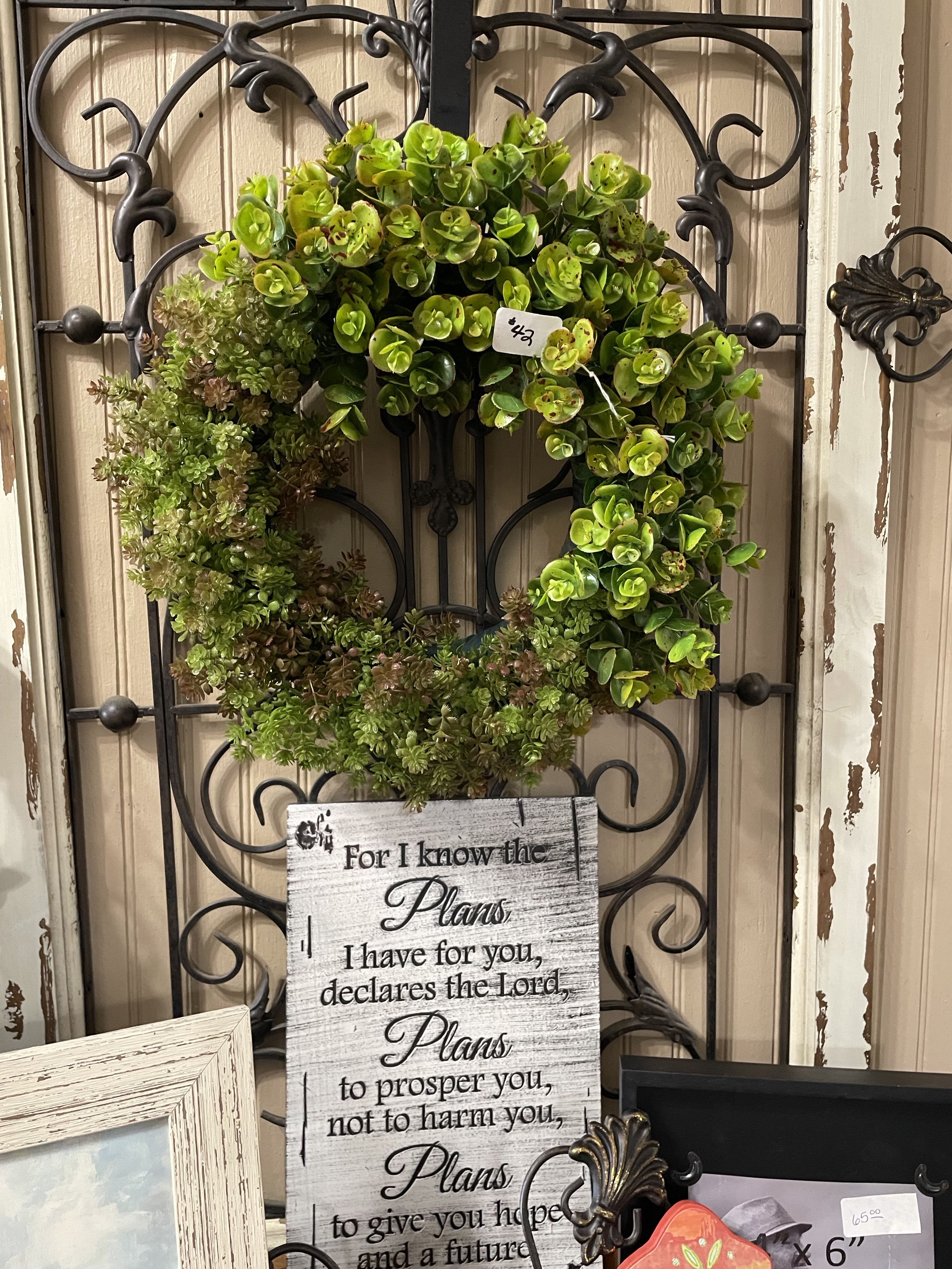 Small Greenery Surprise Wreath - Mixed silk greens on a small wreath form
