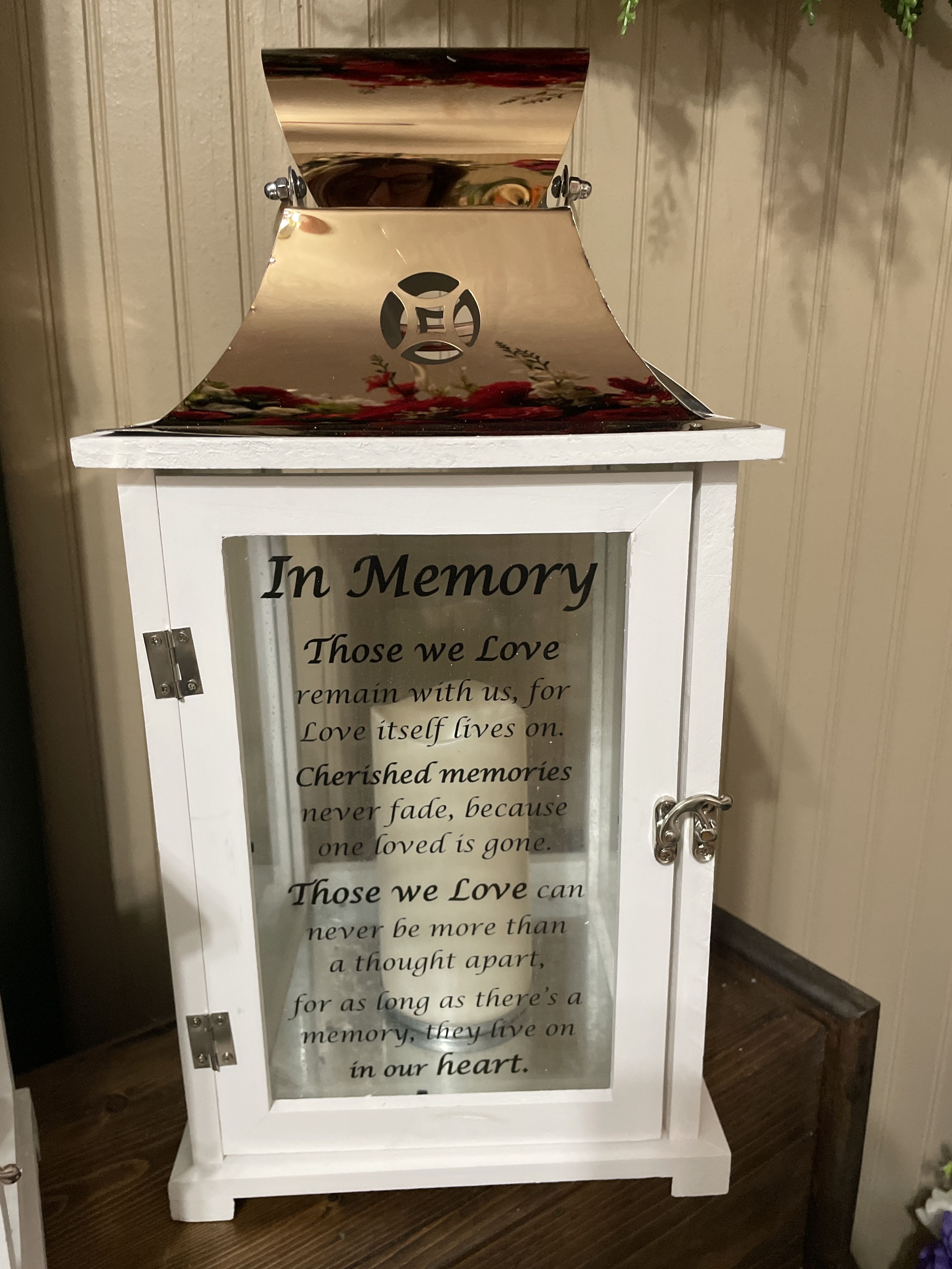 In Memory Large Lantern - A lantern telling a beautiful  story. LED candle