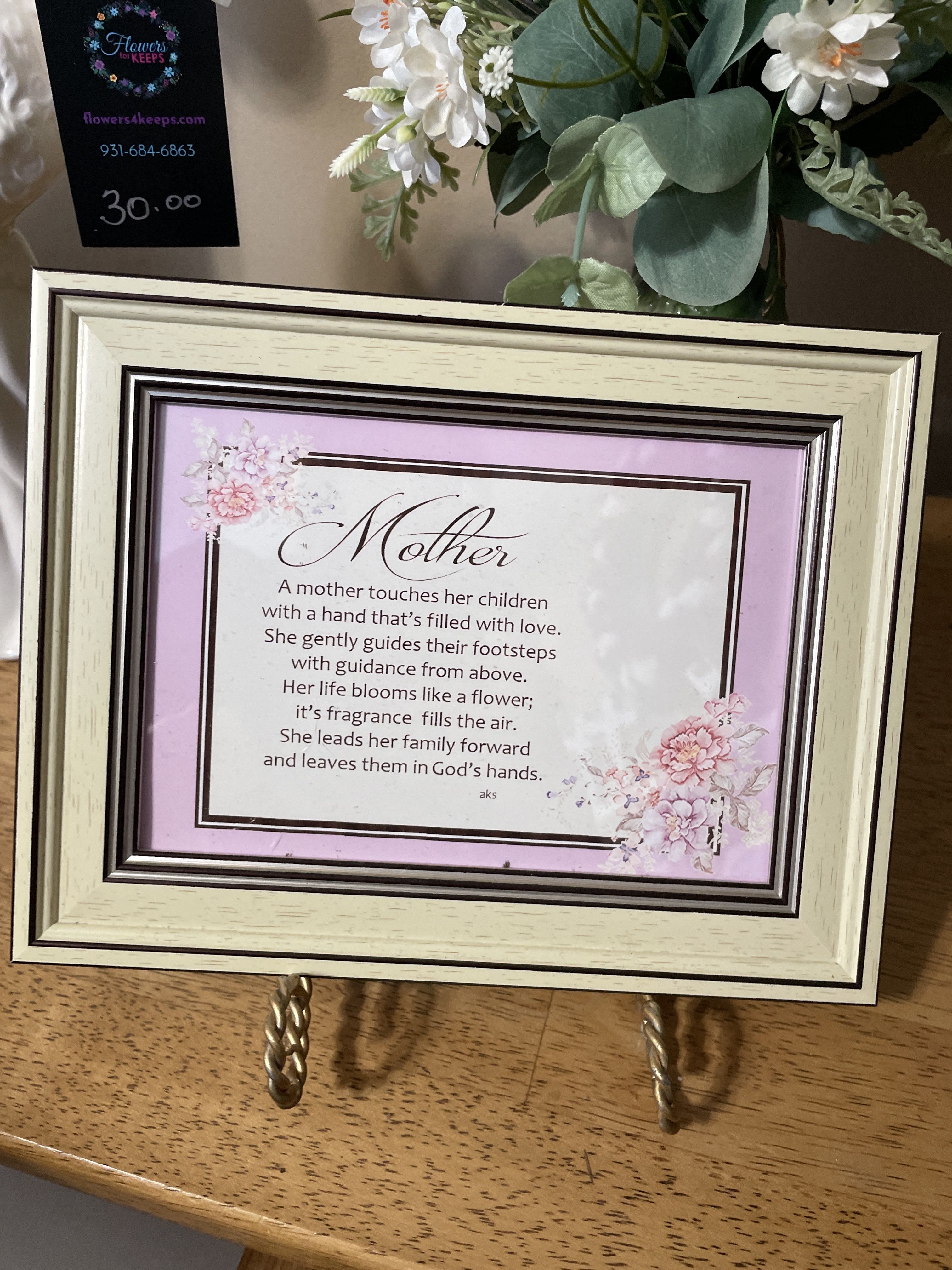 Mother Small Decor - “A mother “  4x6 can be sent as a very sentimental sympathy gift to someone who is mourning the loss of their mother. 