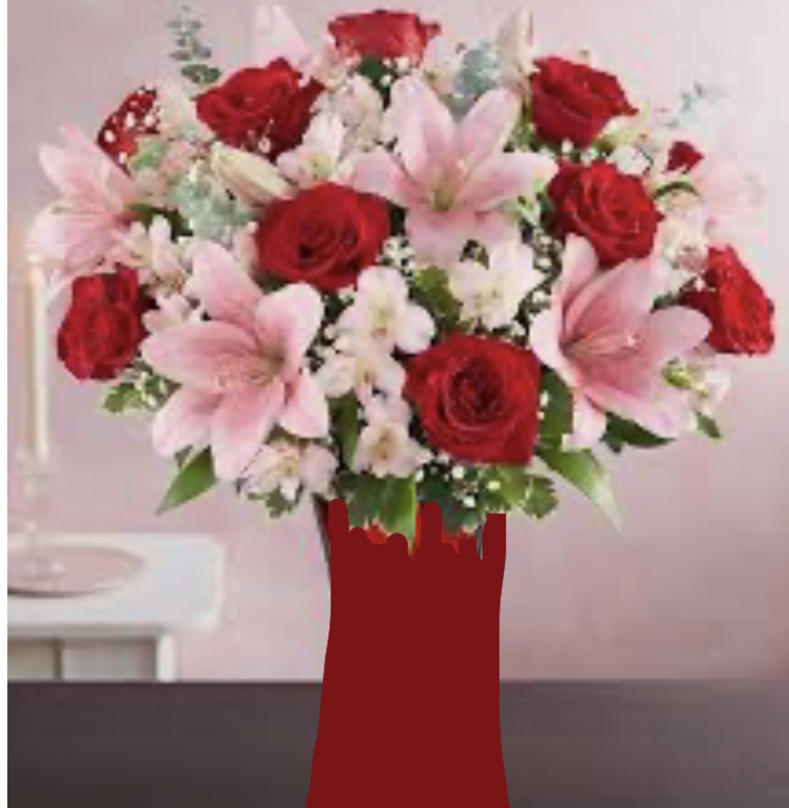 Over The Rainbow - Send hearts aflutter with this valentine collection of nature's most majestic blooms - roses, and lilies.